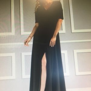Black Surplice Maxi-Dress